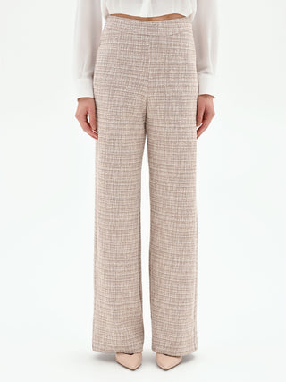 Hellbeige Palazzohose in Tweed-Optik