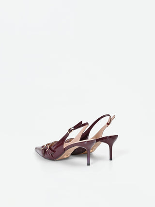 Décolleté slingback bordeaux con cinturini incrociati