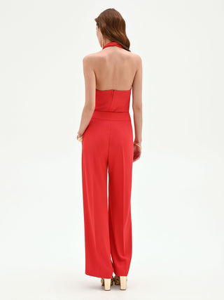 Erdbeerrote Wide-Leg-Hose aus Cady