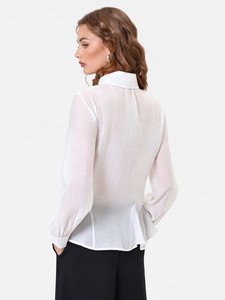 Chemise en viscose blanc crème à basque