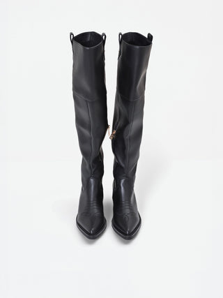 Stivale nero stile texano con gambale alto