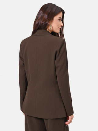 Brown unstructured double-breasted jacket