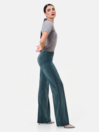 Petrolgrüne High-Waist-Palazzohose