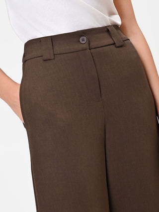 High-Waisted Chocolate Wide-Leg Trousers