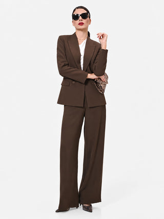 High-Waisted Chocolate Wide-Leg Trousers