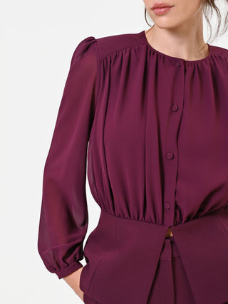 Camicia Studio bordeaux in georgette con baschina