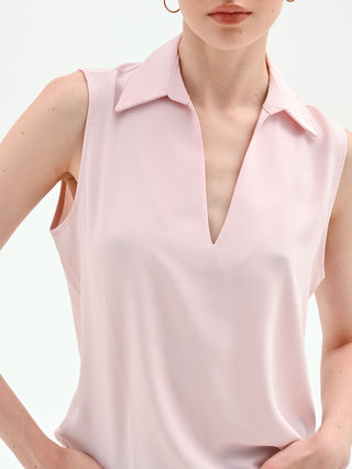 Pastellrosa Bluse mit Reverskragen