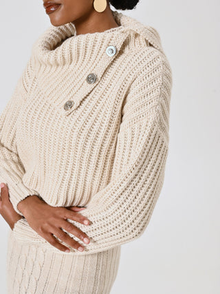 White Cropped English Rib Sweater