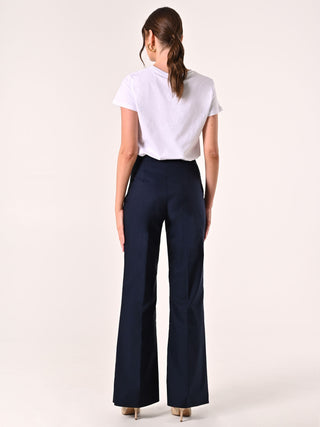 Pantaloni Blu in Cotone con Patte