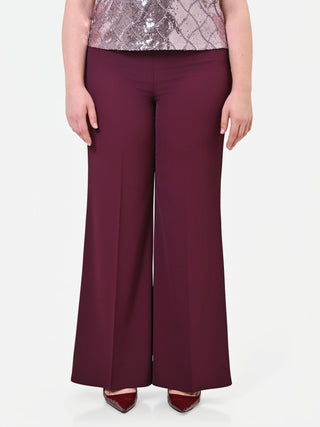 Curvy Burgundy Red Cady Palazzo Trousers