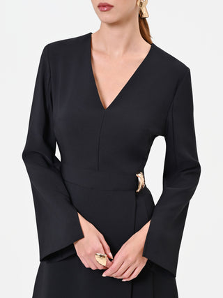 Black Asymmetric Wrap Playsuit
