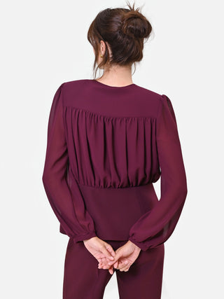 Camicia Studio bordeaux in georgette con baschina