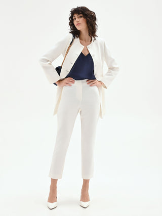 Cream Straight-Leg Trousers