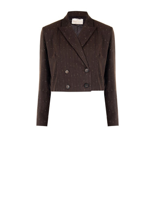 Chocolate Pinstripe Double-Breasted Jacket