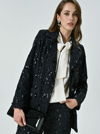Denim Jacket Embellished with Sequins