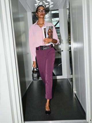 Pantaloni Bordeaux con Risvolto effetto Lana