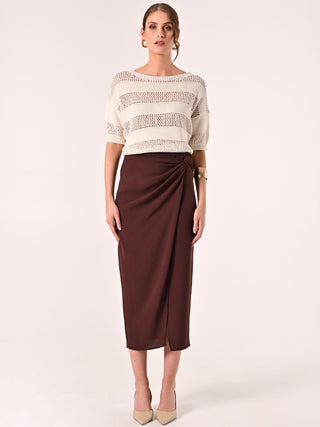 Textured Chocolate Skirt with Knot