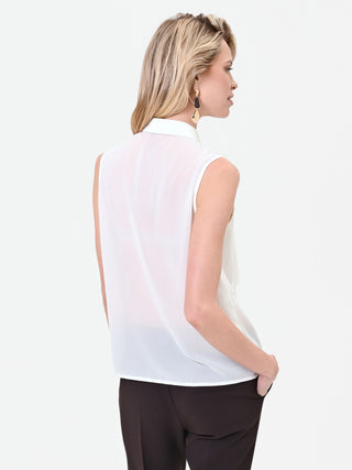 Camicia bianca smanicata in georgette