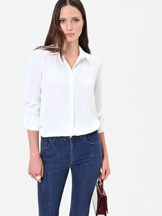 Camicia in raso panna bianco