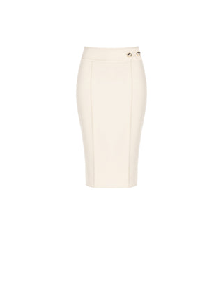 Gonna con Fibbia in Tessuto Tecnico Beige
