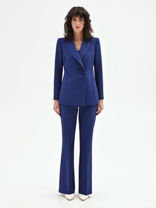 Giacca Studio blu indaco con drappeggio laterale