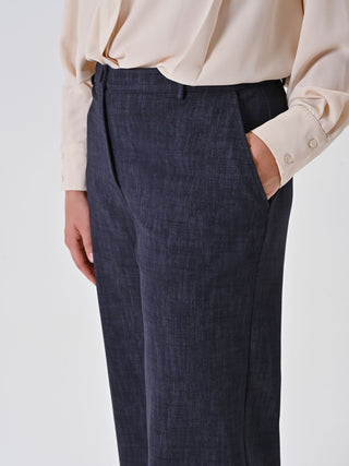 Curvy Slub Denim-Effect Milano Stitch Trousers