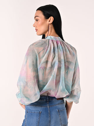Blouse à imprimé palmiers