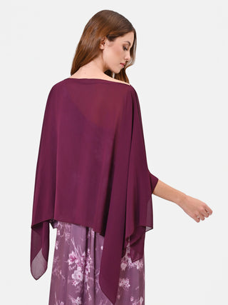 Burgundy cape-style shrug