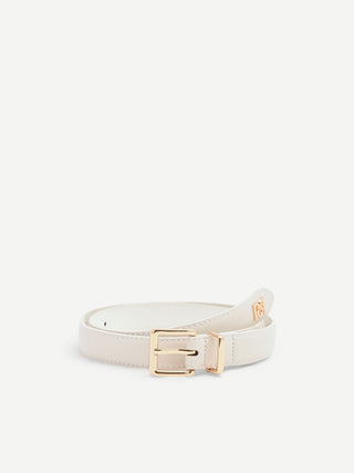 Slim white belt with gold details