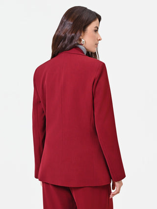 Burgundy Double-Breasted Jacket with Peak Lapels