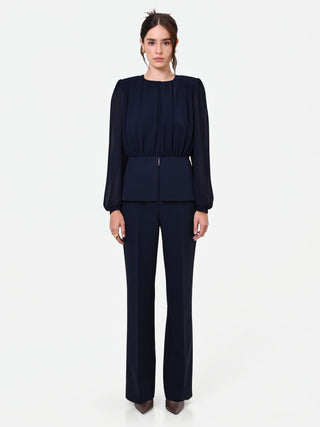 Camicia Studio blu navy in georgette con baschina