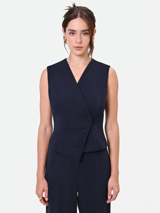 Gilet Studio gessato asimmetrico blu navy