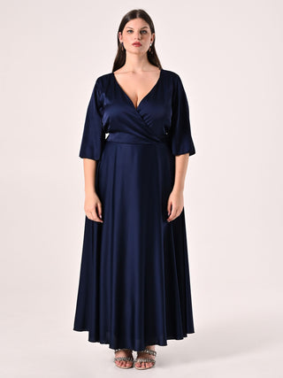 Robe curvy bleue en satin