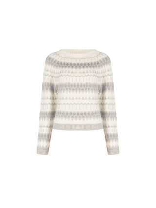 Cream White Nordic Jacquard Sweater