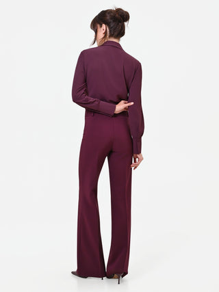Studio Burgundy Flared Trousers in Technical Fabric