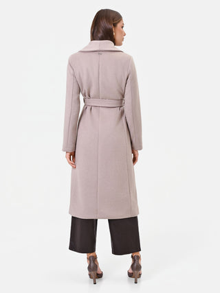 Cappotto midi tortora beige con cintura