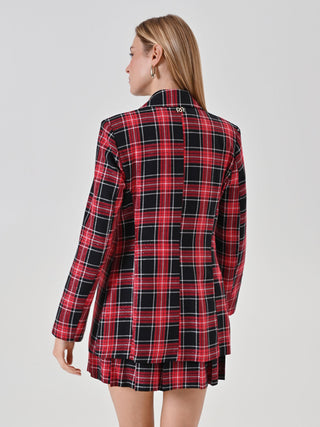 Double-Breasted Red Lurex Check Jacket