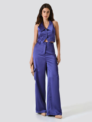 Pantaloni Cargo in Raso Viola