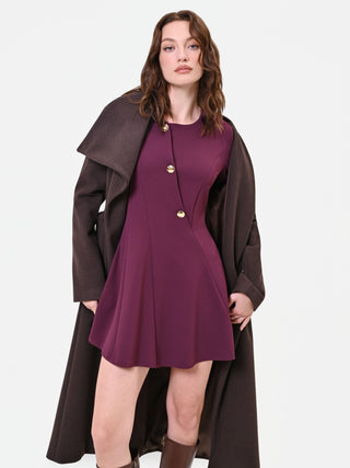 Short Burgundy Dress with Gold Buttons