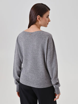 Grey melange crew neck sweater