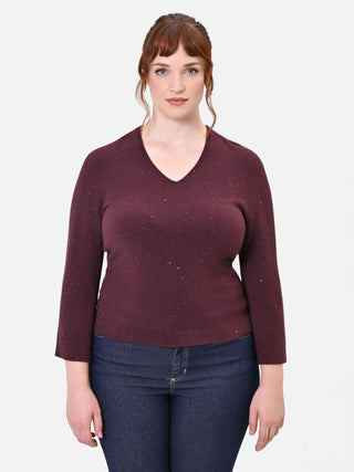 Maglia Curvy bordeaux rosso con punti luce
