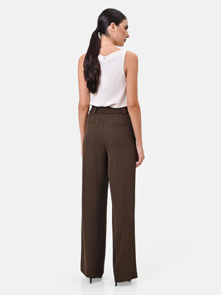High-Waisted Chocolate Wide-Leg Trousers