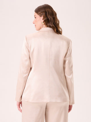 Curvy Beige Jacket in Structured Satin