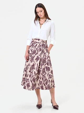 Gonna jacquard fantasia rosso bordeaux