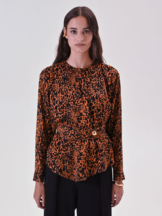 Blusa Animalier con Cinta