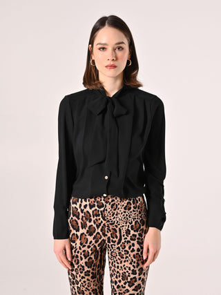 White Blouse with Bow and Darts