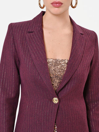 Chaqueta de mezcla de viscosa burdeos con raya diplomática