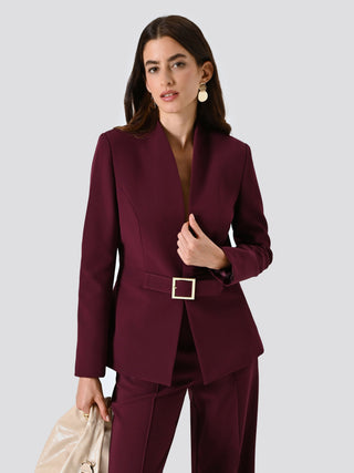 Burgundy Technical Fabric Jacket with Geometric Buckle