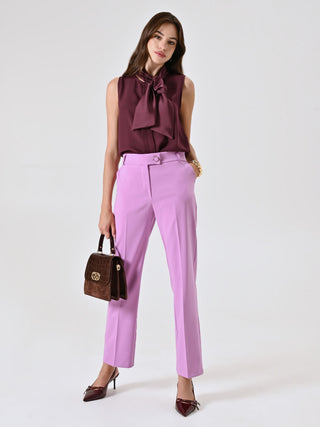 Pantalon skinny rose orchidée en tissu technique