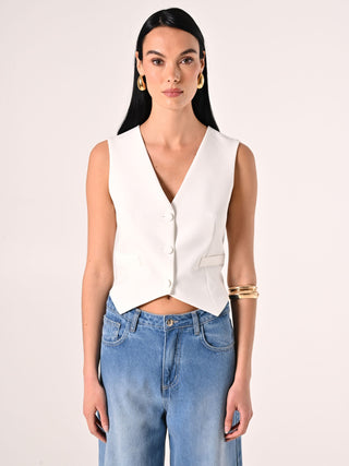 White Technical Fabric Waistcoat